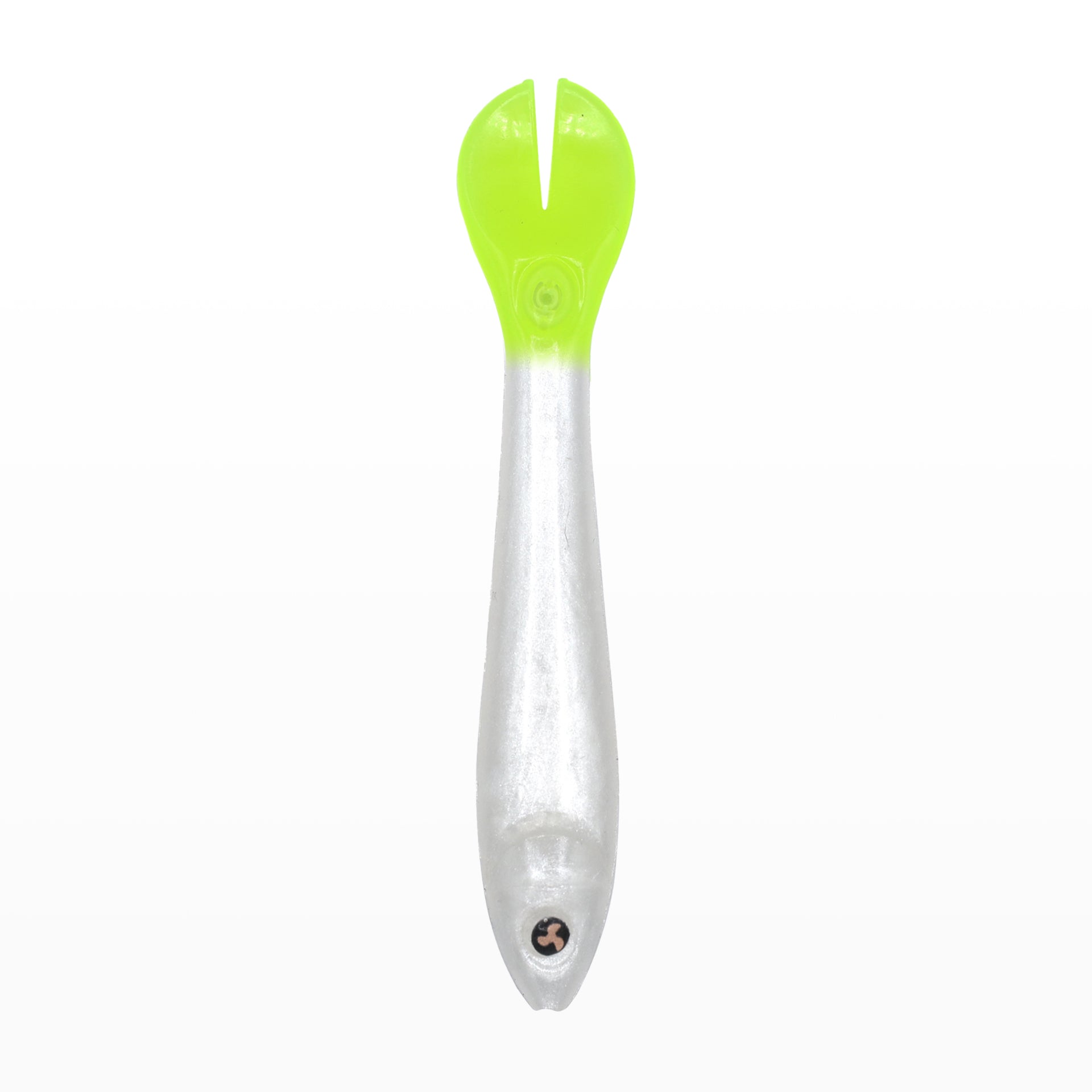 Pearl White w/ Chartreuse Tail - 5.25 Lawless Lures 5 Pc Recoil