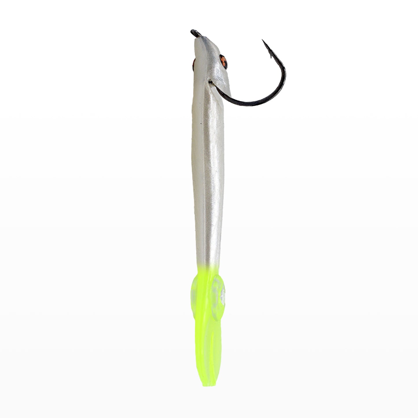 Pearl White w/ Chartreuse Tail - 3.25 Lawless Lures 9 Pc Recoil