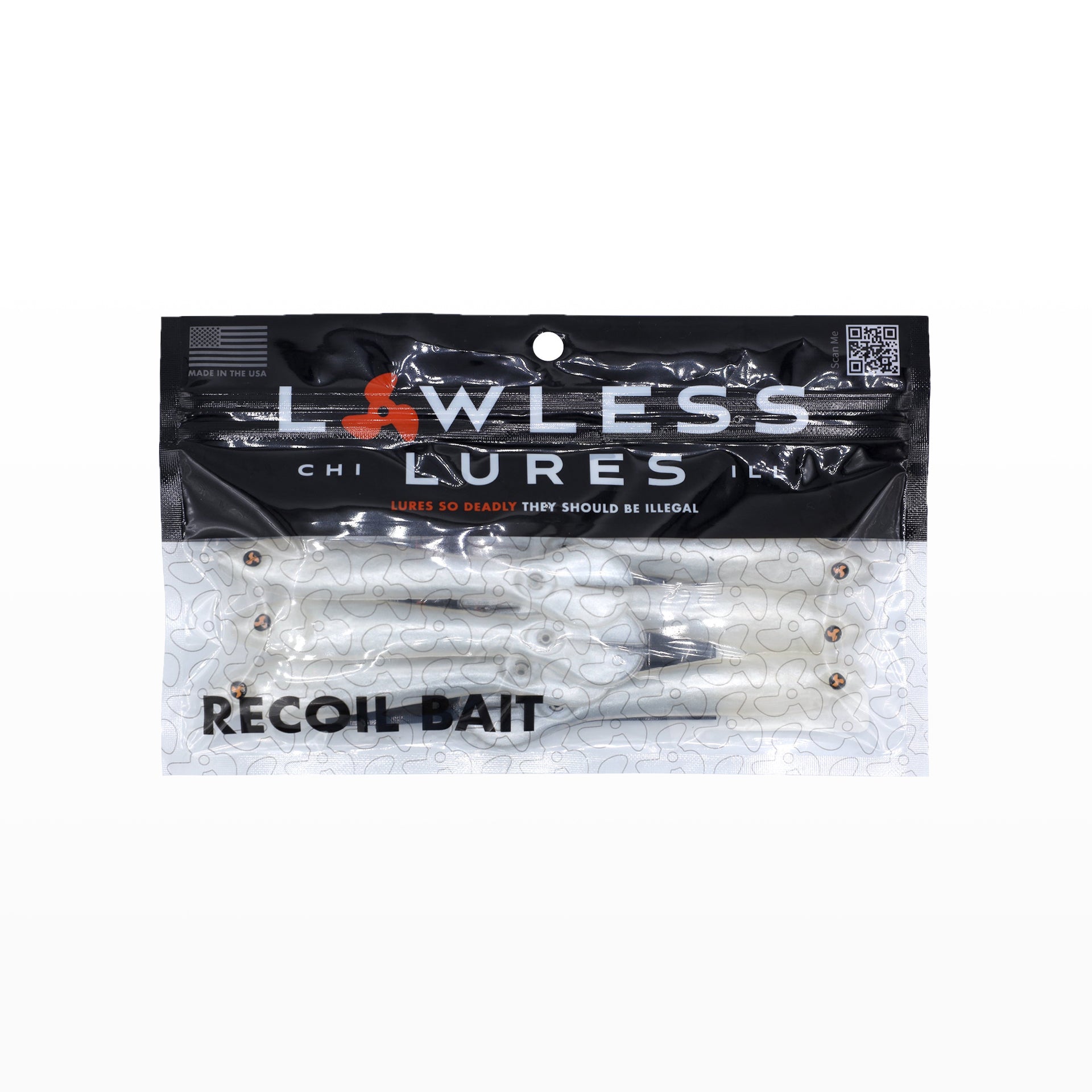 Pearl White - 4.25 Lawless Lures 7 Pc Recoil Bait Set